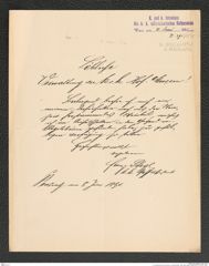k.k. naturhistorisches Hofmuseum, Intendanzakten 1885-1896 (Hauer), Aktenzahl Z.391.a/1891, Seite 1